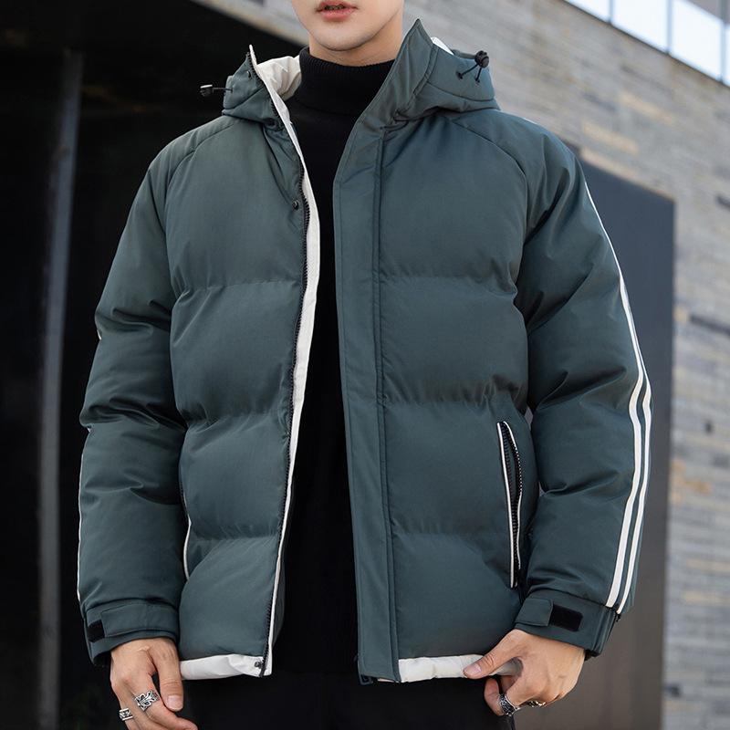 

Winter Flow Versatile Thickened Warm Men s Hooded Jacket Windproof and Cold Casual Cotton Clothes M зелёный