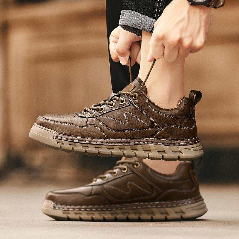 Prodyšné Retro Kožené Outdoorové Boty Měkké Pohodlné Odolné proti Opotřebení Pánské Designové Boty Tenisky Nové Pánské Ležérní Boty Vysoká Kvalita