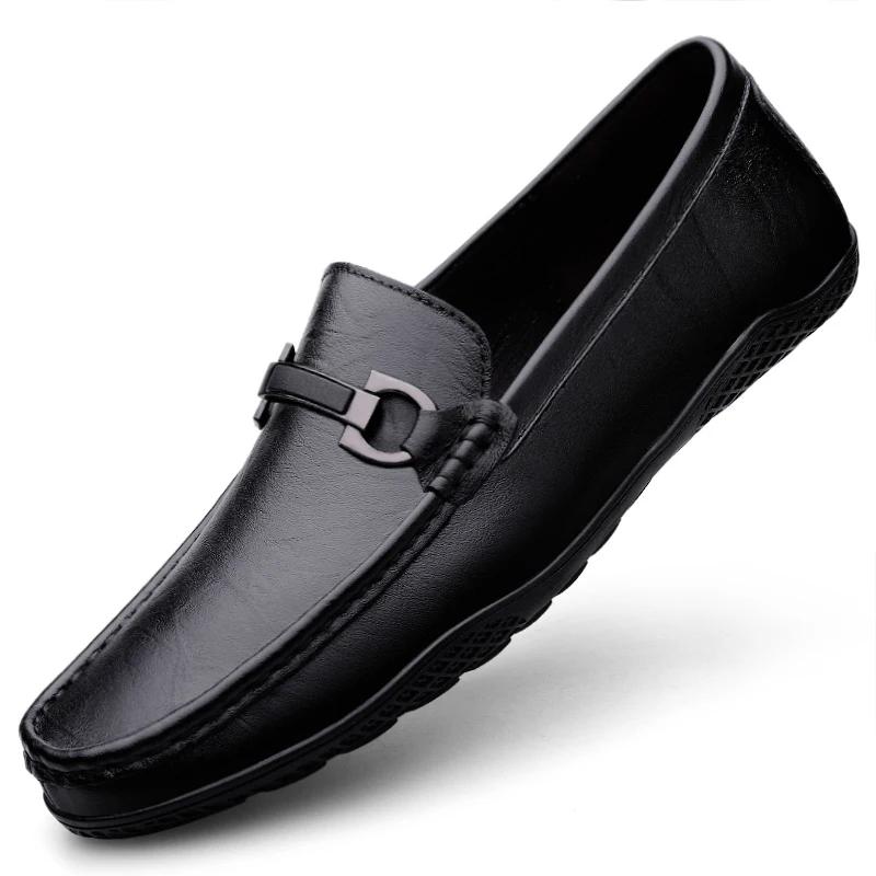 New Genuine Leather Men's Loafers Slip On Driving Shoes for Men Luxury Brand Casual Shoes Moccasin Male Walking Shoes