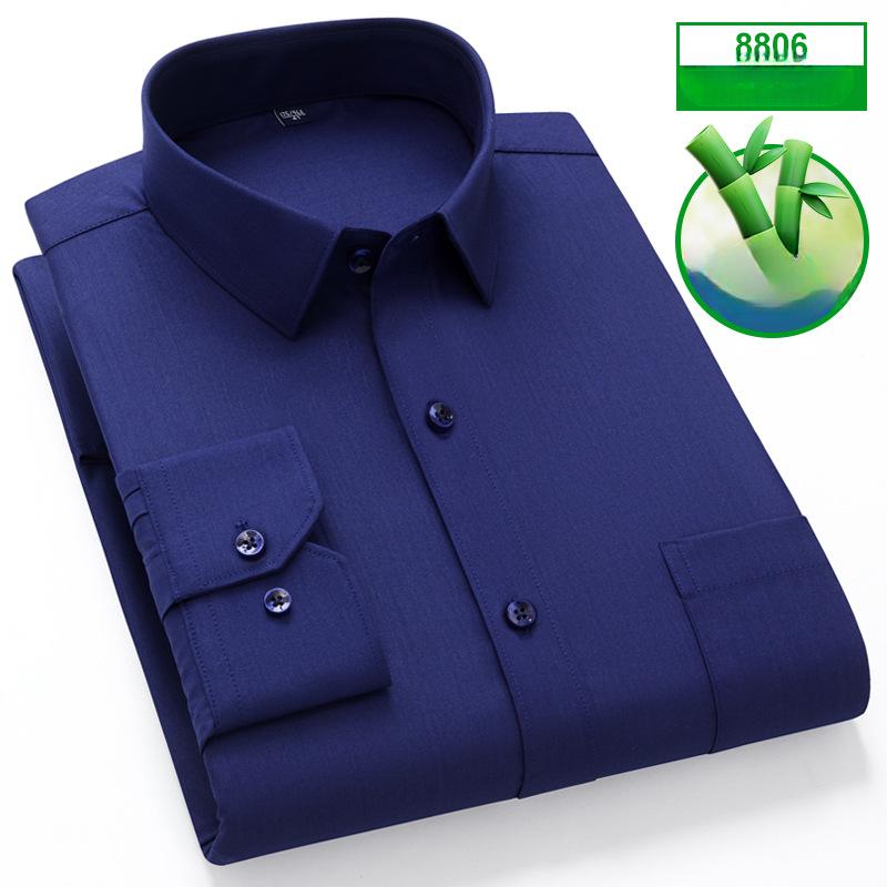 Long-sleeved Shirts for Men In Autumn New Multi-color Bamboo Fiber Iron-free Light Business Casual Workwear Men's Shirts
