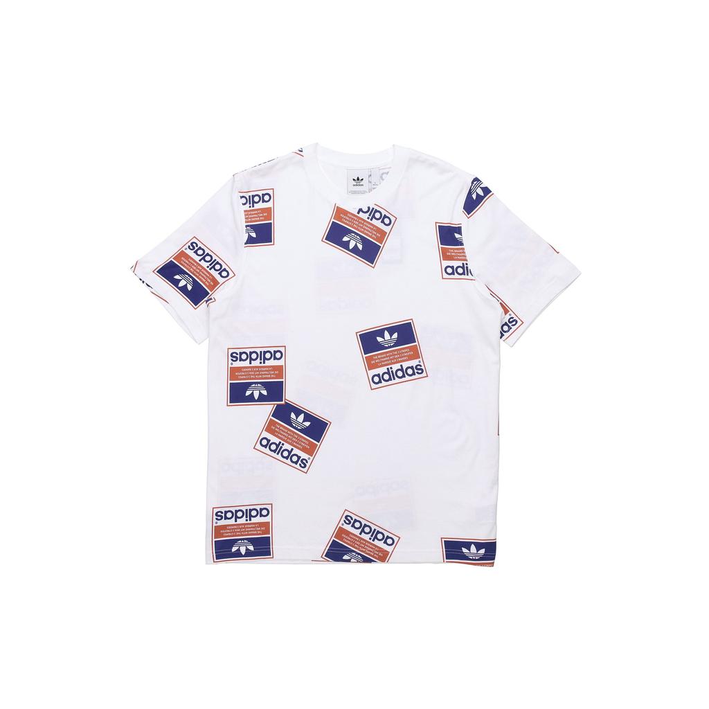 Adidas Originals Trefoil Stickerbomb Tee Crew Neck Short Sleeve T-Shirt Men Tops White DX3649