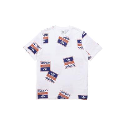 adidas Originals Trefoil Stickerbomb Tee Crew Neck Short Sleeve T-Shirt Men Tops White DX3649