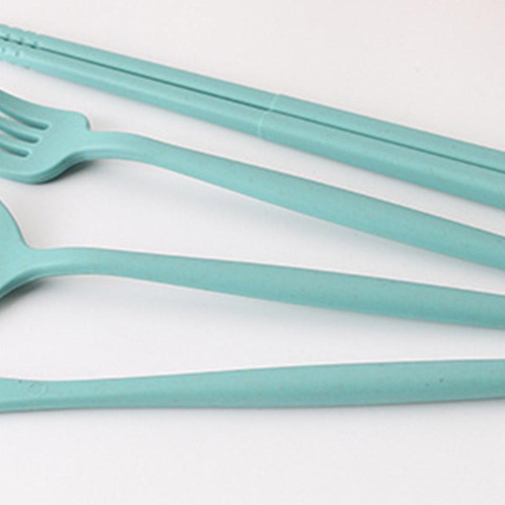 4dílná jídelní sada, sláma, vidlička, hůlky, lžíce, přenosná s úložným boxem