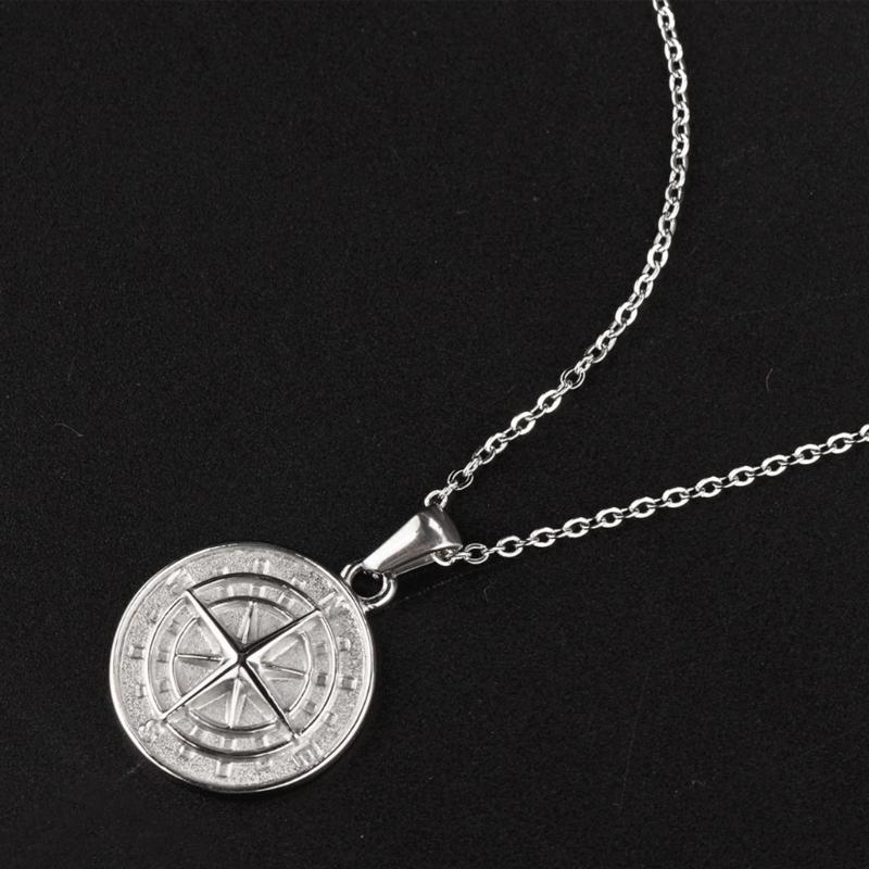 Layered Necklace for Men, Sailing Travel Compass Pendant Charm Chain Casual Retro Collar Neckwear Trend Jewelry Gift