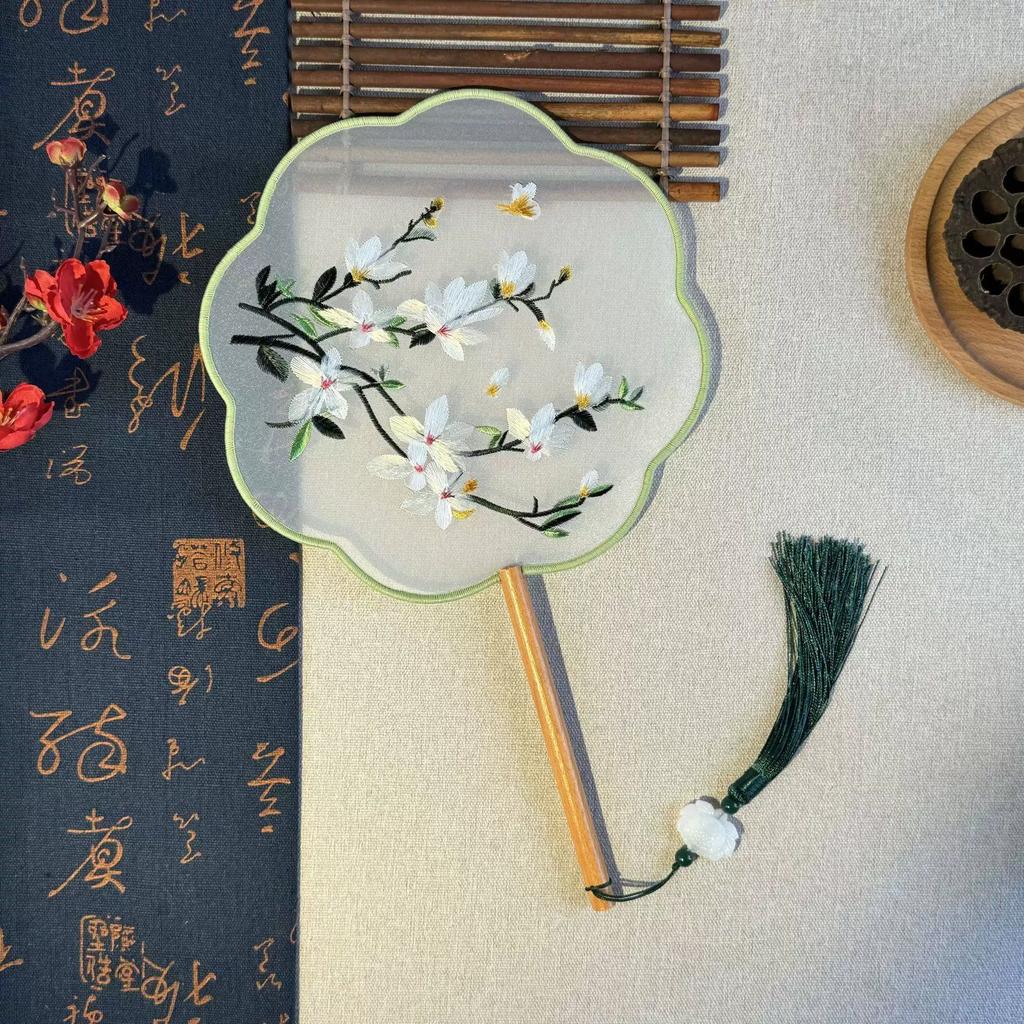 Embroidered Round Fan, Traditional Fan, Fan Dance, Classical Dance, Double-Sided Embroidery, Special Business Gift