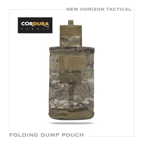 NEW HORIZON Folding Dump Pouch Multicam Mesh Roll-Up Foldable Dump Pouch Utility Pouch Multicam Mesh Molle Compatible Airsoft (Multicam)
