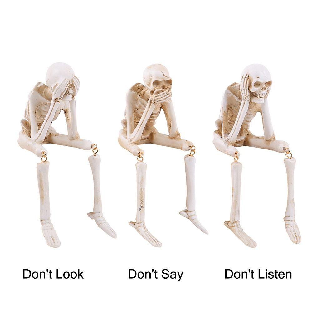 White Halloween Human Skeleton Resin Moveable Leg Bone Hanging Leg Skeleton Toys Haunted House Decoration Body Figurine