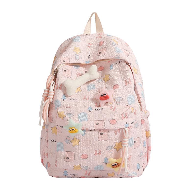 Schoolbag Schoolbag for Girls, Junior High School Girls Ins Wind 1011 New High-value College Students, Lightweight Backpacks, Cute Cartoon Shoulders