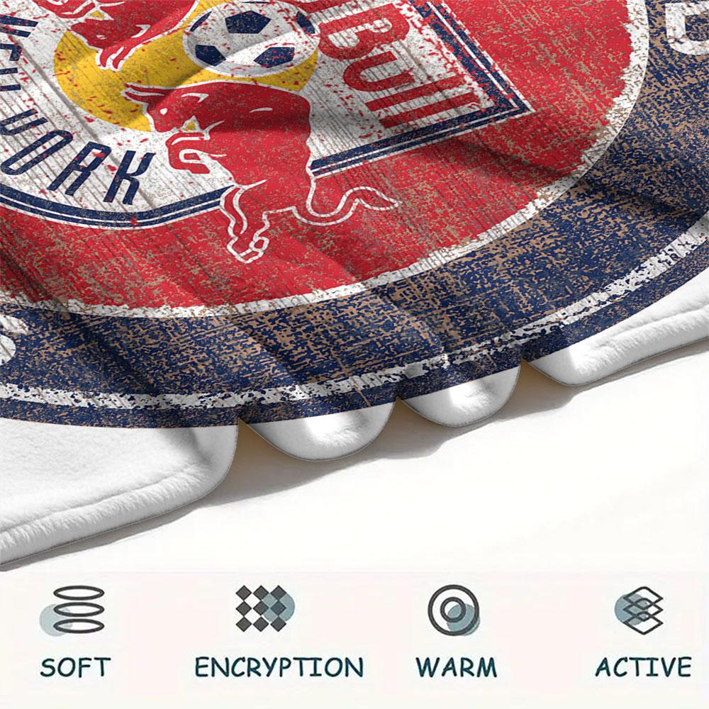 New York Red Bulls Printed Flannel Blanket, soft throw for bedroom sofa, washable,soccer fan merchandise, great gift.