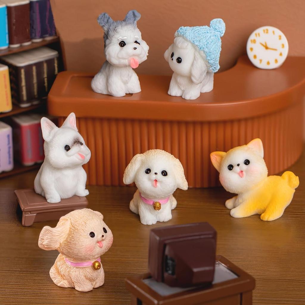 Pinenjoy 12 Miniature Dog Popular Birthday New Year Collectible Tabletop Landscape Bonsai Desktop DIY Fairy Garden Birthday Cute Cartoon Cake Soothing