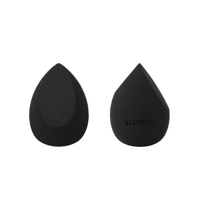 Makeup Sponge Puffs Angled Wet Dry Soft and Fluffy Makeup Puff 1 Cut 1 Multi-functional (2-pack) - Drop-shaped, Cut, & Use, (Black