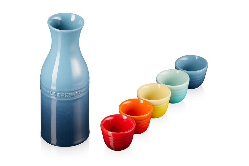Le Creuset SAKE Set with Tokkuri and Ochoko, Rainbow