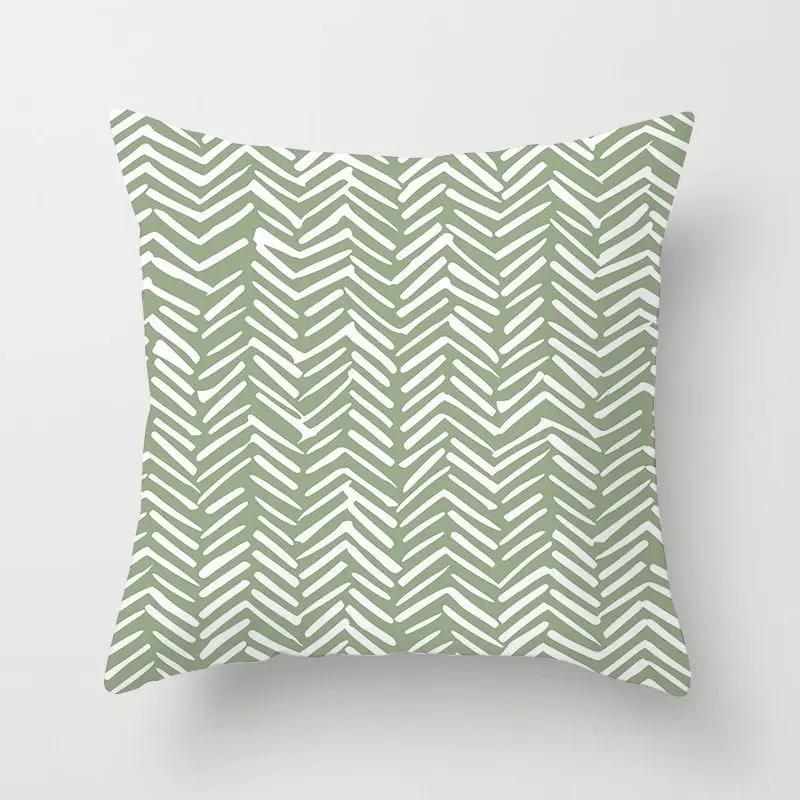 Delicate Fresh Green Pillowcase Art Pattern Cushion Cover Geometric Breathable Decoration