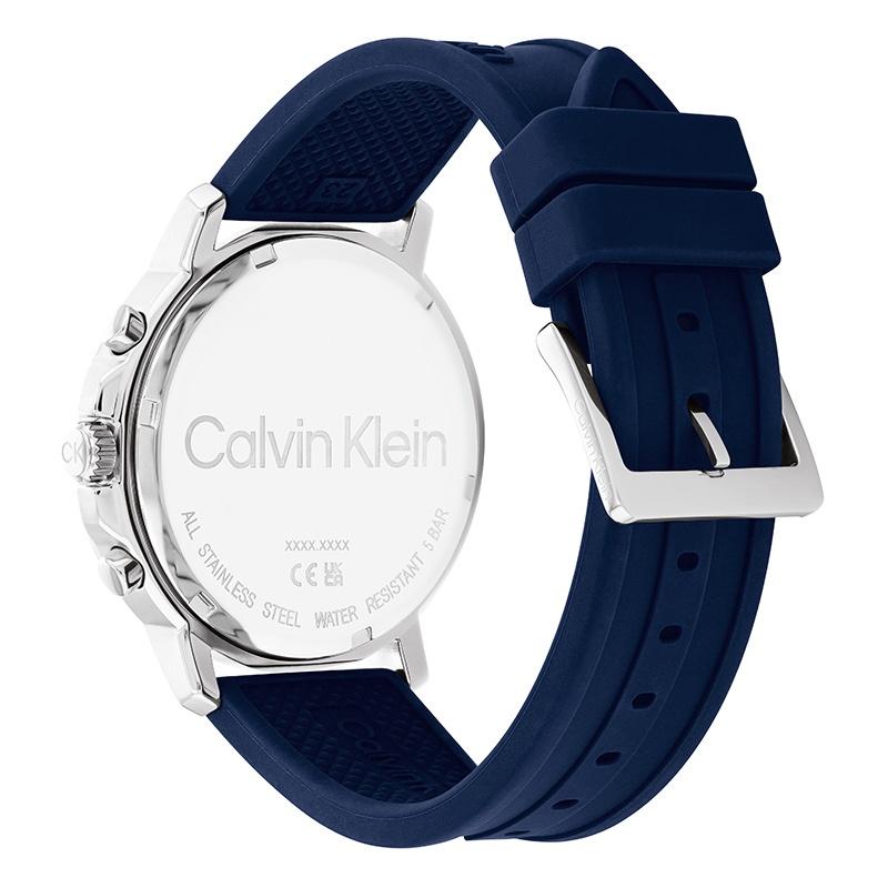Calvin Klein Quartz Movement Men's Watch Swiss Watch 46mm*46mm*10.7mm Blue Dial Stainless Steel Case Silicone Strap 25200071
