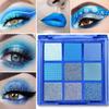 GECOMO 9-Color Matte Eyeshadow Palette CV309 Blue Waterproof Long-lasting Highly Pigmented Glitter Eye Makeup Gift