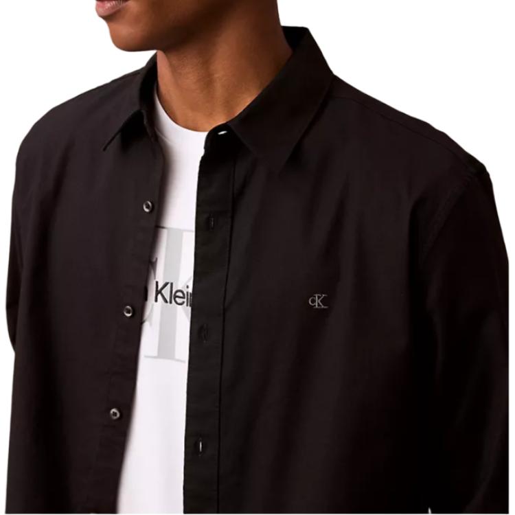Calvin Klein Solid Oxford Classic Button Long Sleeve Shirt Men Shirts Black 40EM125-001