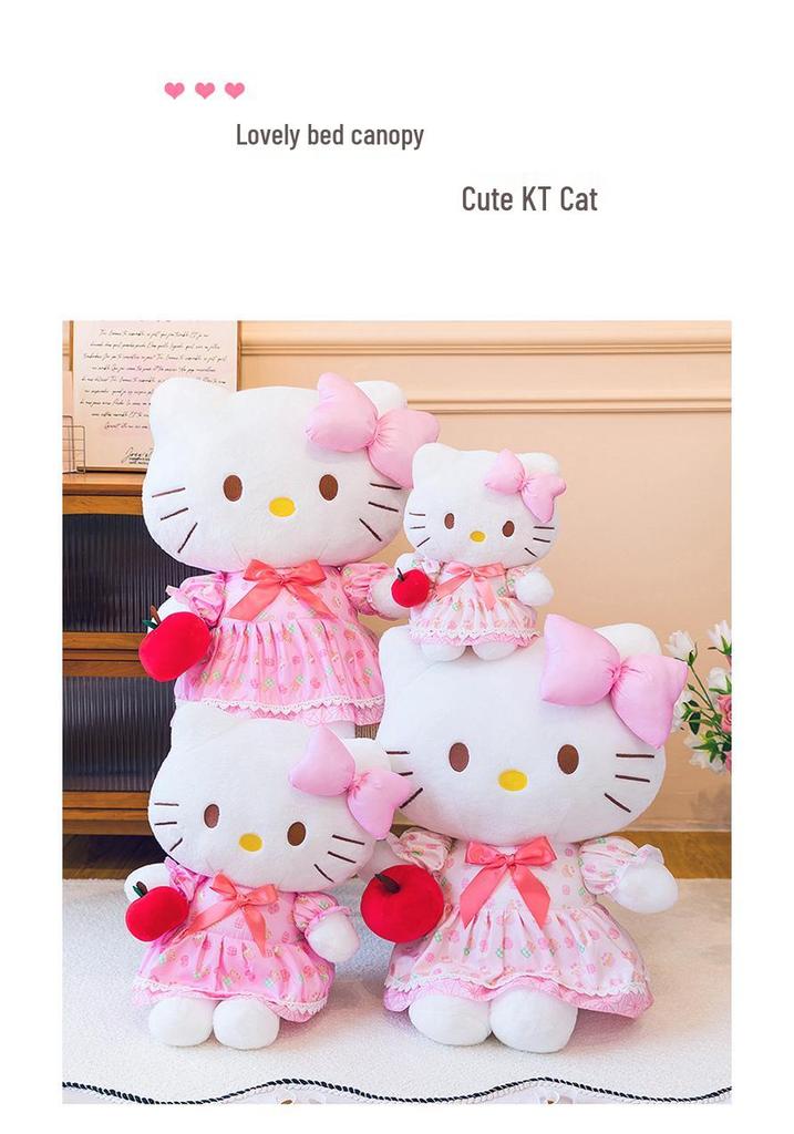 New Apple Hello Kitty Plush Doll - Cute KT Cat Toy Birthday Gift