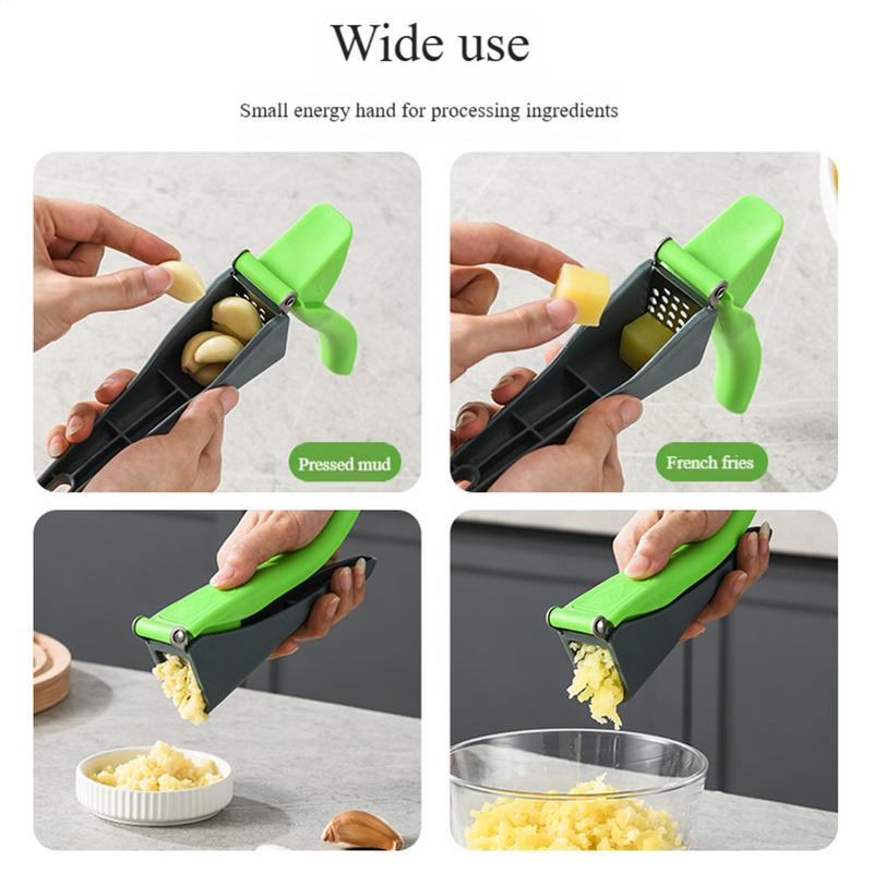 Stainless Steel Garlic Press Manual Potato Crush Chopper Multifunctional Hand Held Detachable Garlic Press Kitchen Gadget For