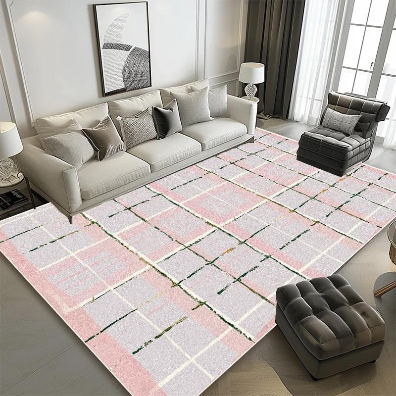 Modern Geometric Carpets for Living Room Grid Decoration Sofa Area Non-slip Washable Rugs Bedroom Cloakroom Entrance Door Mats