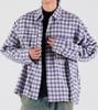 Beoteunseoul Beaded Button Vintage Flannel Classic Check Shirt (Blue)