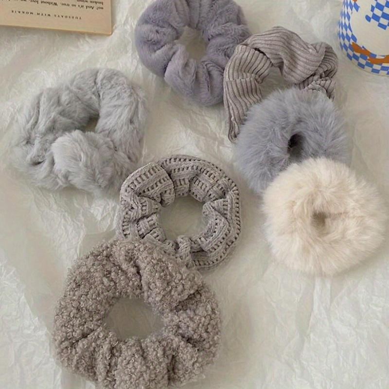 7Pcs/Set Women Hair Scrunchies Velvet Solid Color Hair Band for Ponytail Holder Rubber Bands Hair Ties Hair Accessories