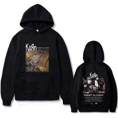 Rock Band Korn Follow The Leader Graphic Hoodie Male Oversized Pullover Rare Nu Metal Music Hoodies Men Women Gothic Sweatshirt