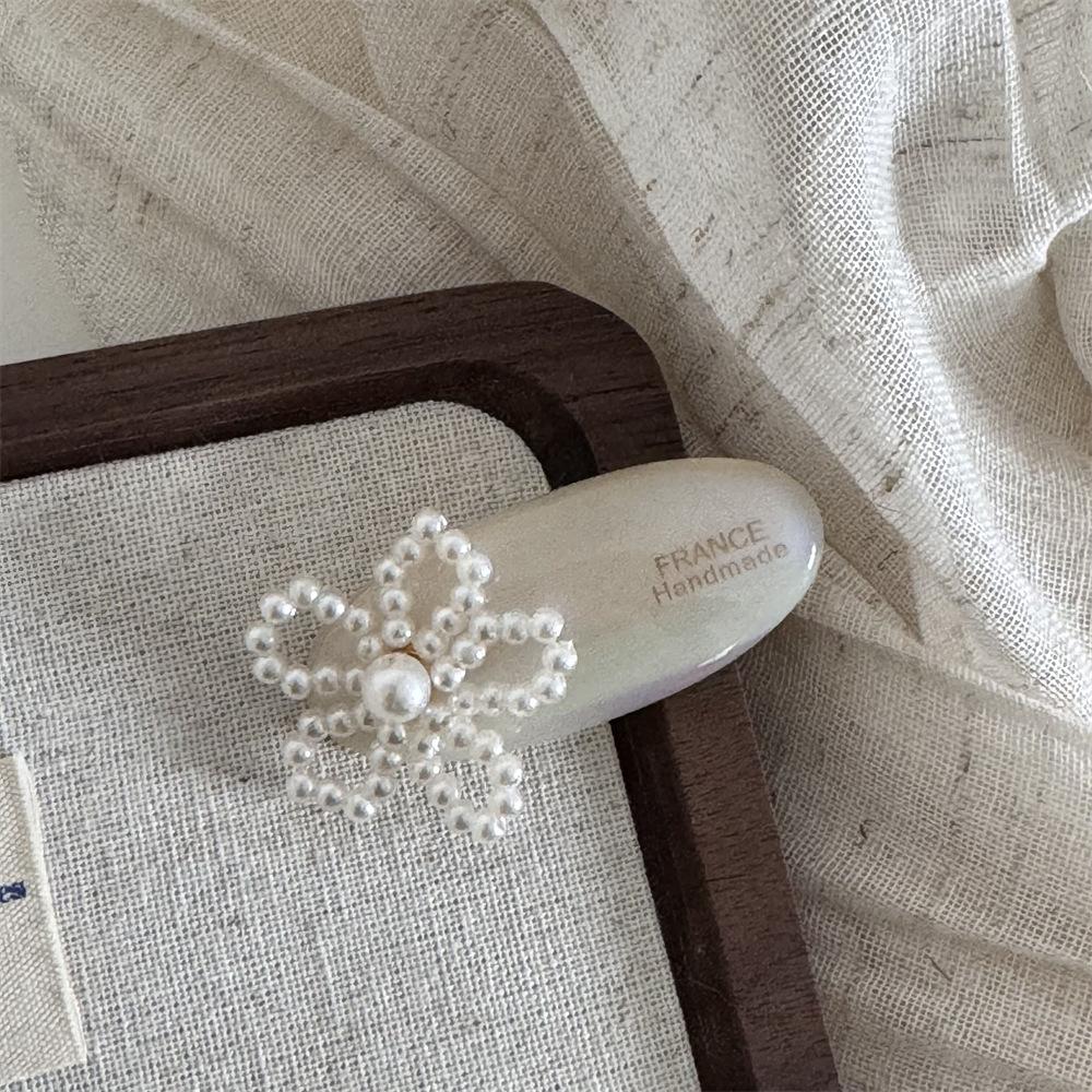 French Style Fashionable Hair Clips for Woman Tender Pink Acetate Pearl Alligator Clip Hair Ornament