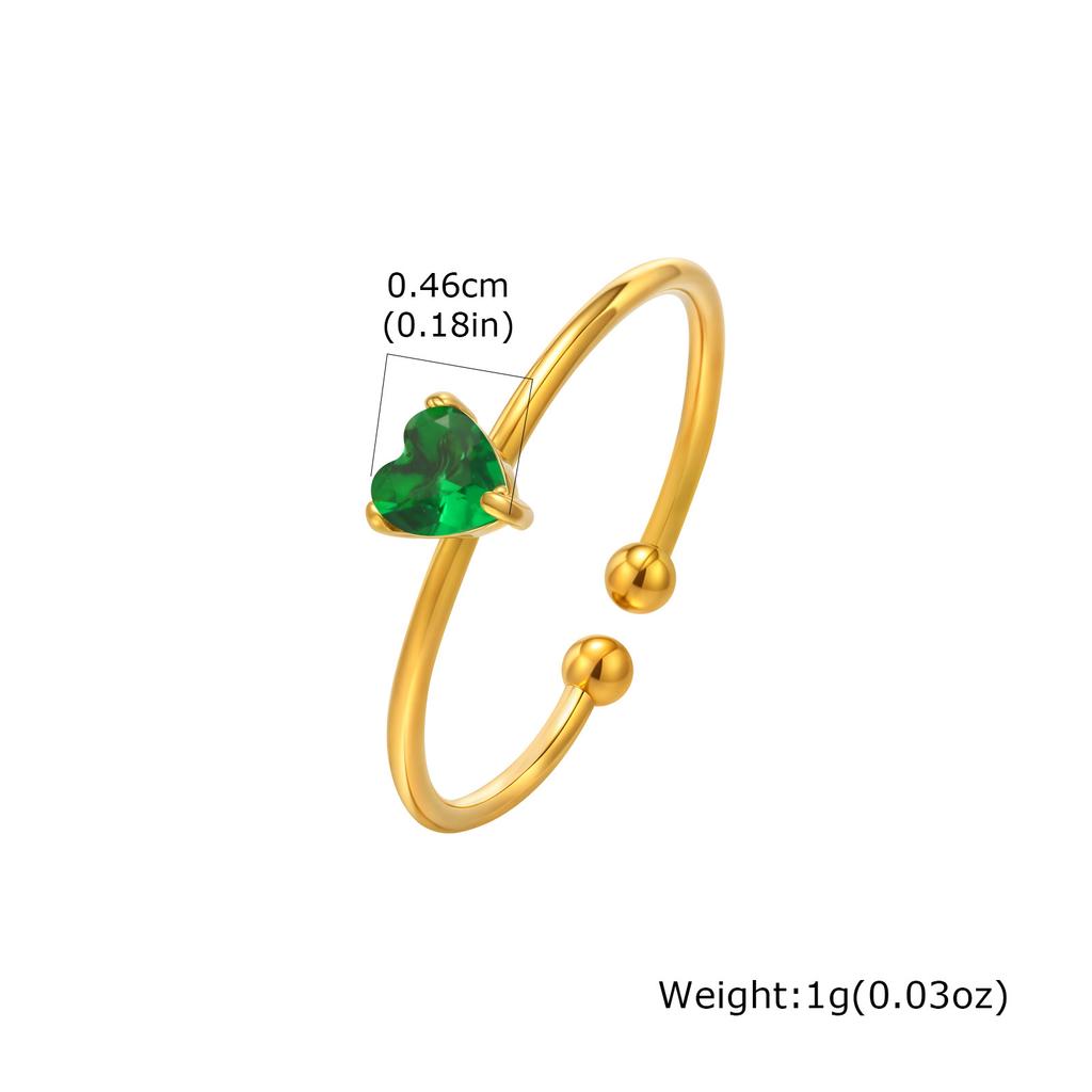 Vnox Wedding Heart Rings For Women Girlfriend, Stainless Steel CZ Stones Inlaid Adjustable Ring, Couple Jewelry Accessories