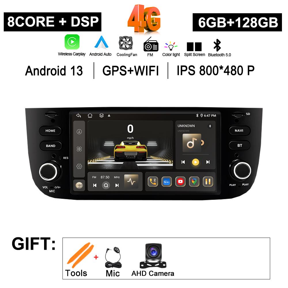 

Android Autoradio для Fiat Linea Punto evo 2012-2015 Автомобильный радиоприемник Мультимедиа Bluetooth 6,2-дюймовый сенсорный экран DVD-плеер без 2DIN 8581-4+64+MIC+AHD
