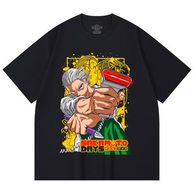 230 g/m² 100% Baumwolle Sakamoto Days V4 Taro-Print Unisex Schweres Baumwoll-T-Shirt