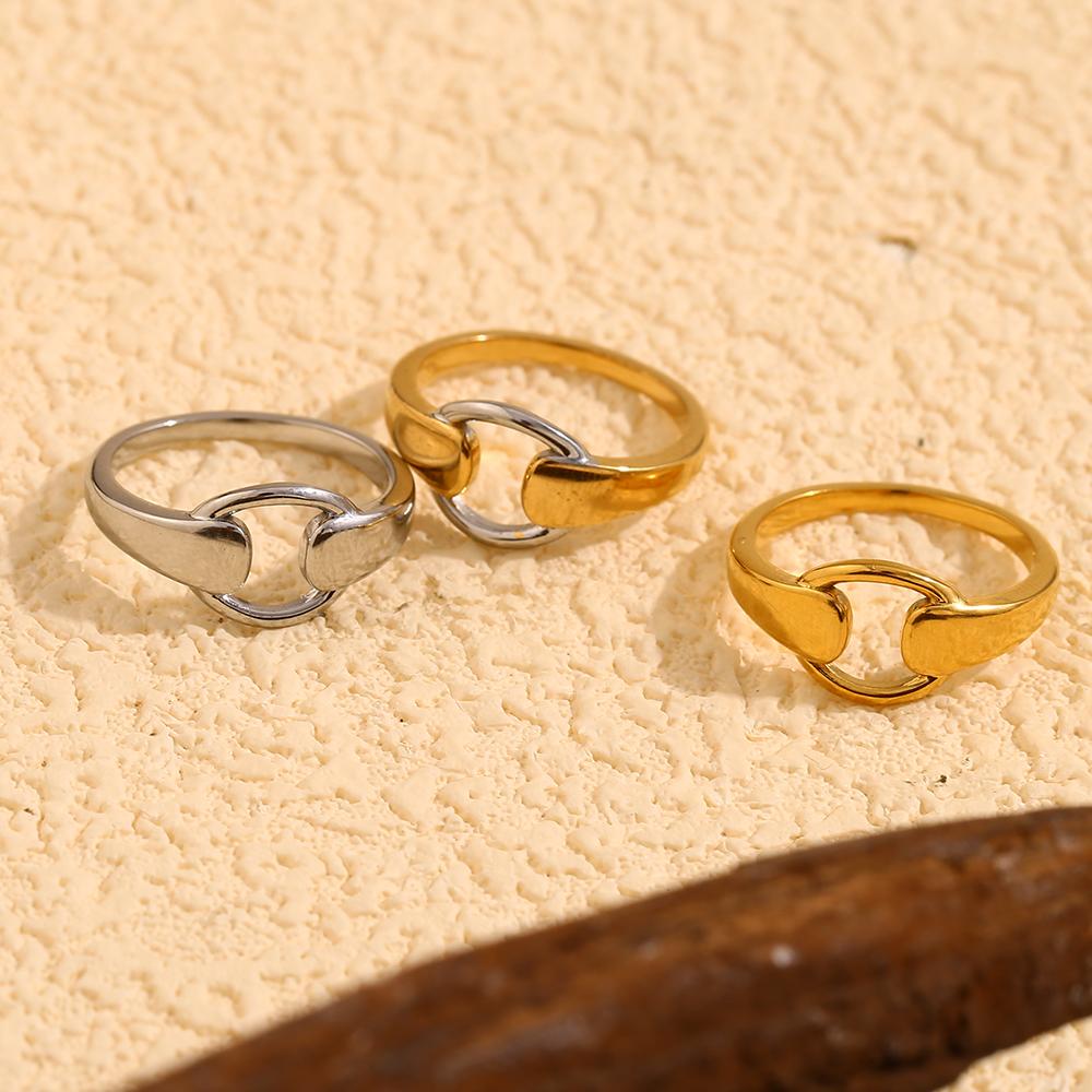 E.B.belle Mixfarbe Minimalistischer Stil Spleißkreisring Stapelbarer Schmuck 316L Edelstahl 18 Karat Gold Charm Hypoallergen