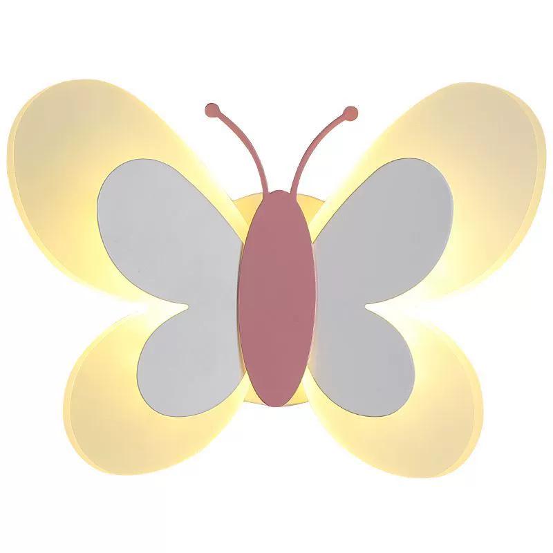 Nordic LED Butterfly Bedside Wall Lamp for Kids - Modern, Creative Bedroom Sconce