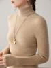 Elegant Women's High Neck Pure Cashmere Slimming Knitwear, Autumn & Winter Long Sleeve Base Layer