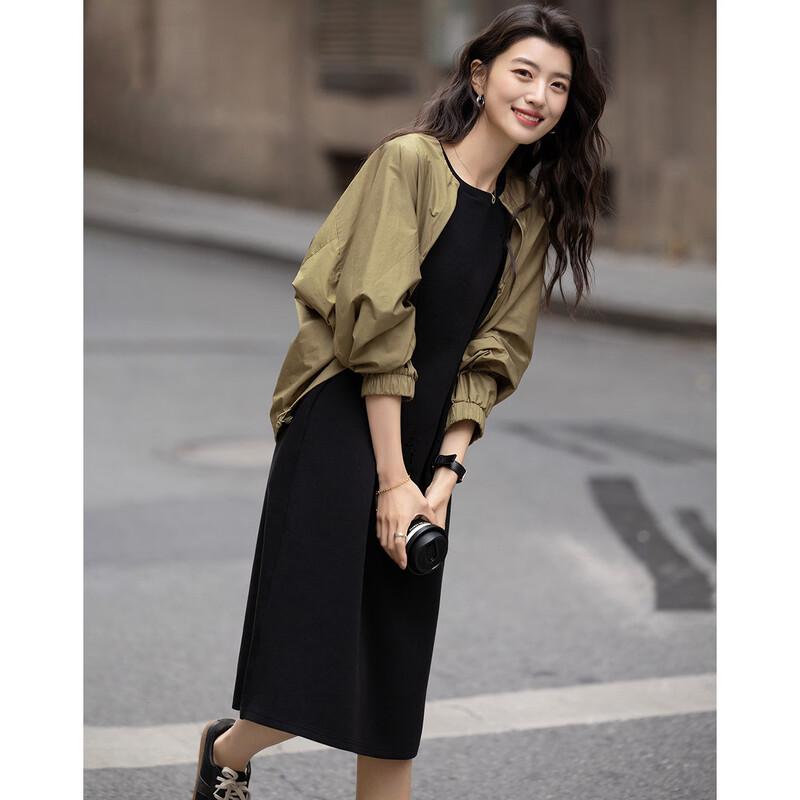 Demana Air Layer Faux Two-Piece Straight Dress L