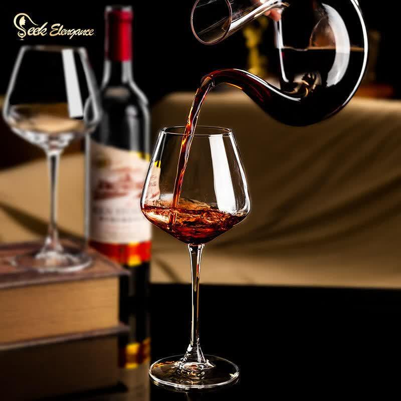Luxury Crystal Burgundy Wine Glass and Decanter Set