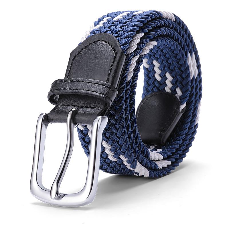 Premium Braided Belt Casual Men'S Belt Pin Buckle Elastic Canvas Elastic Belt Women'S Belt