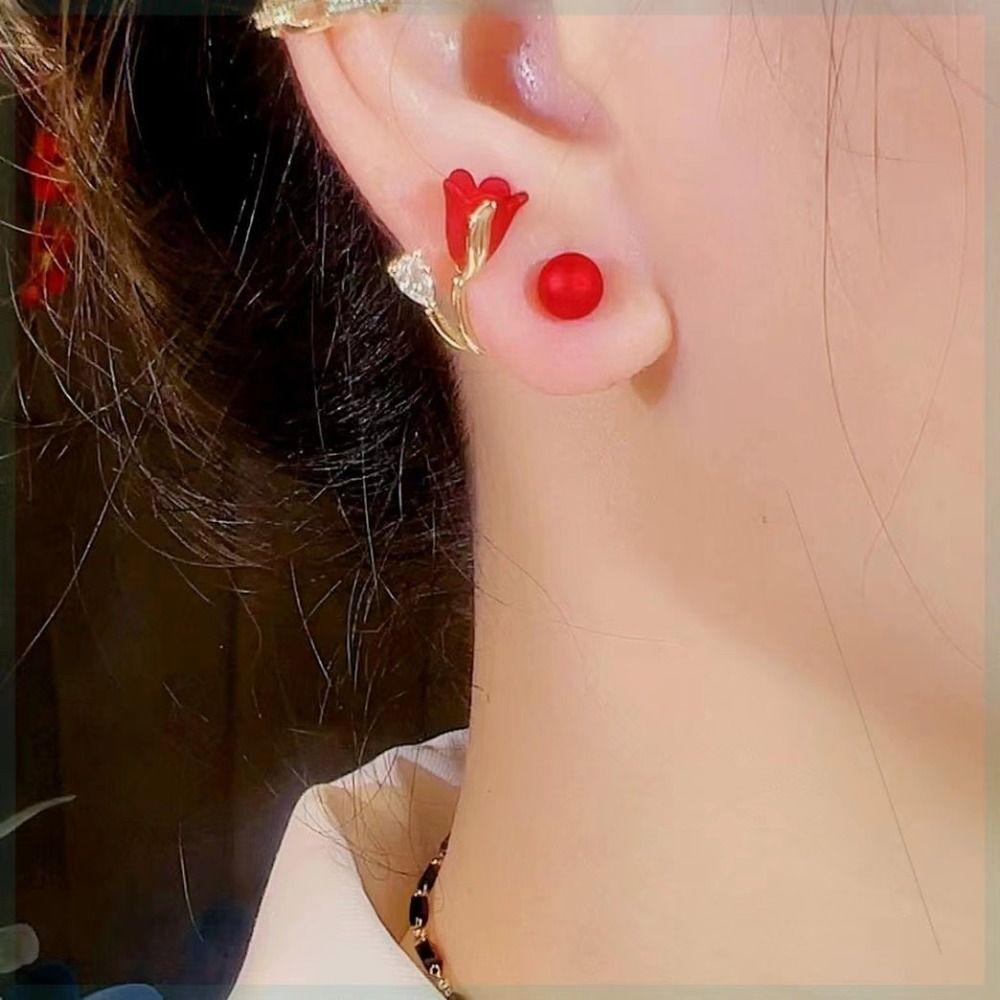 

Носить роскошные прекрасные женские серьги серьги в форме тюльпана новогодние серьги корейский стиль ушной гвоздик