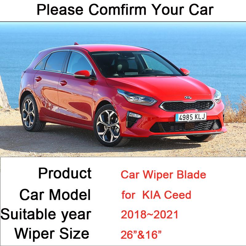 Car Front Windshield Wiper Blades for KIA Ceed 2018    Rubber Snow Scraping Frameless Silent Accessories Stickers
