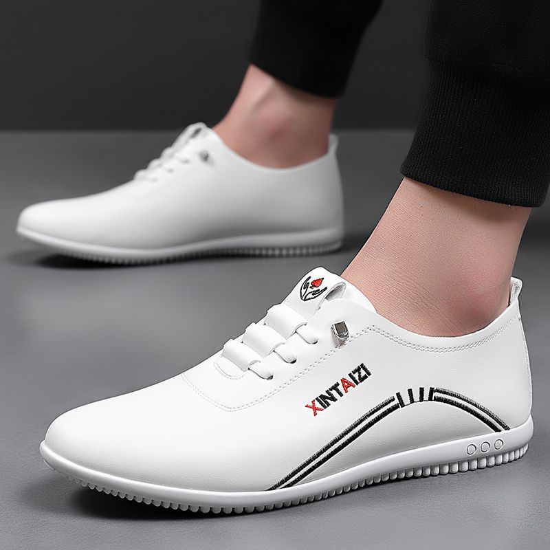 Soft Men's Leather Shoes Four Seasons New Business Fashion Lightweight Flat Shoes Outdoor Street Walking Sports Casual Shoes