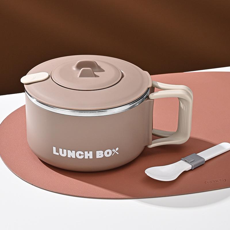 1200ML Stainless Steel Lunch Box Instant Noodle Bowl with Lid Drainable Heatable Microwaveable Lightweight with Handle Dorm Room