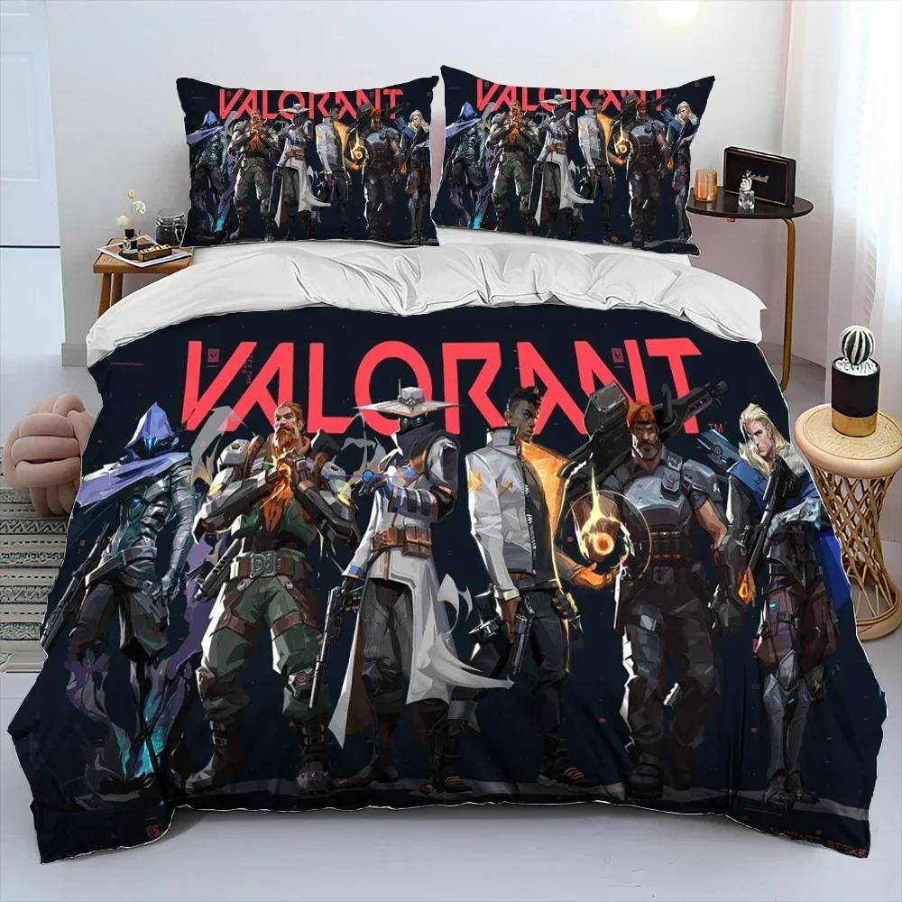 3D VALORANT Game Gamer Cartoon Comforter Bedding Set,Duvet Cover Bed Set Quilt Cover Pillowcase,king Queen Size Bedding Set Kid