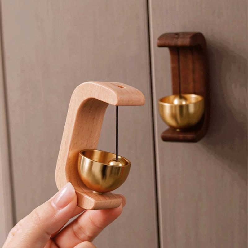 1Pcs Door Opening Reminder Bell Wooden Dopamine Doorbell Suction Type Entrance Wind Chime Housewarming Gift
