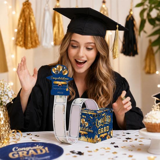 2026 Graduation Money Box for Cash Gift Pull, Congrats Grad Surprise Money Holder with Pull Out Card, Class of 2026 Graduation Gift for Party Supplies