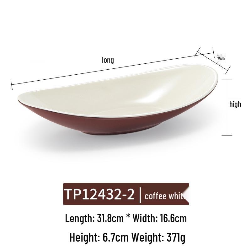 Melamine Rectangular Plate for BBQ & Side Dishes - Imitation Porcelain Tableware