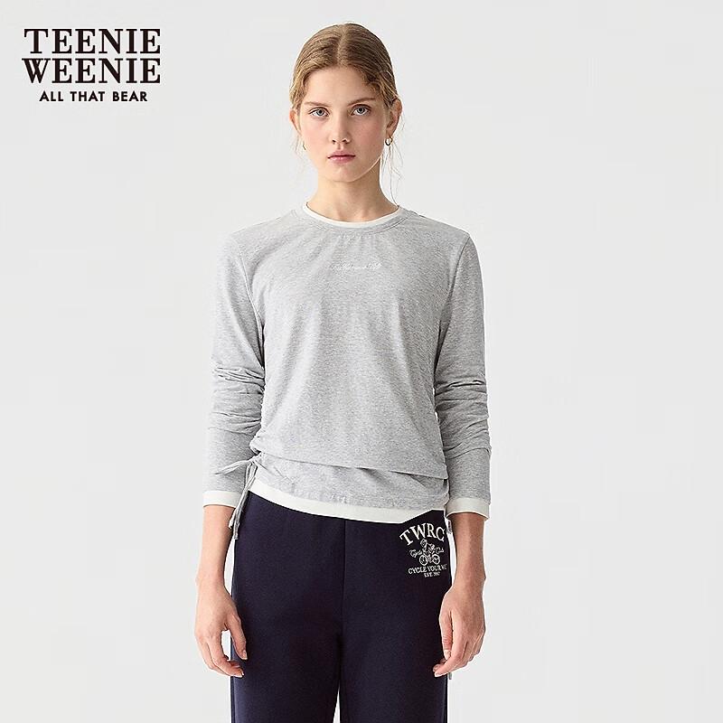 Teenie Weenie Women's Spliced Round Neck Long Sleeve T-Shirt