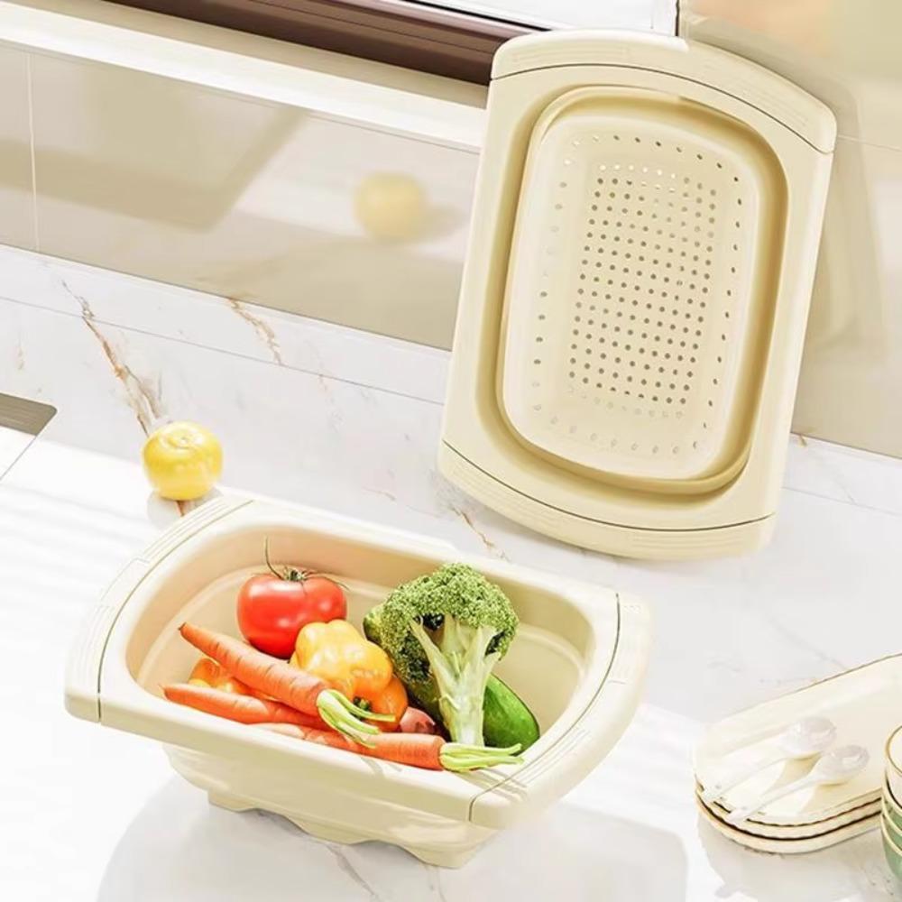 Large Capacity Sink Strainer Basket Foldable Bottom Collapsible Colander  Tableware