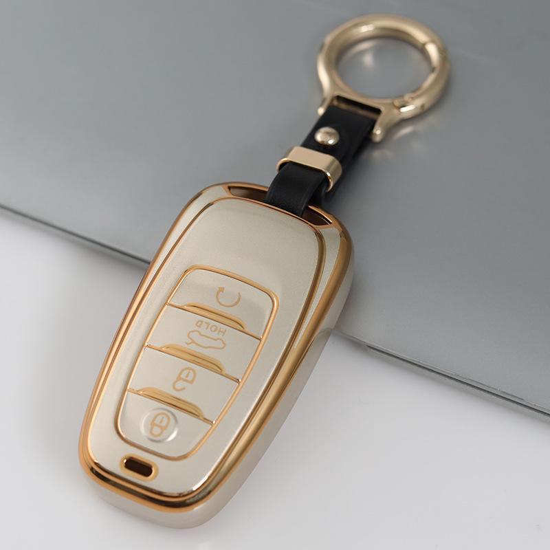 Champagne Gold TPU Car Key Cover for Hongqi H5/H9 Key Fob