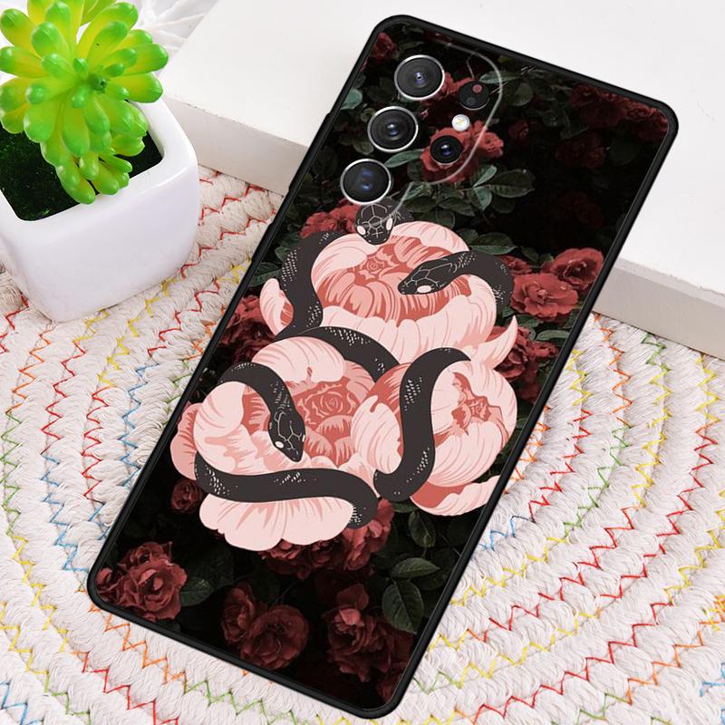

Fashion Snake Flower Phone Case for Samsung Galaxy note 10 pro S26 Ultra S23 S24 FE S25 S21 S22 PLUS shockproof Cove Galaxy S26