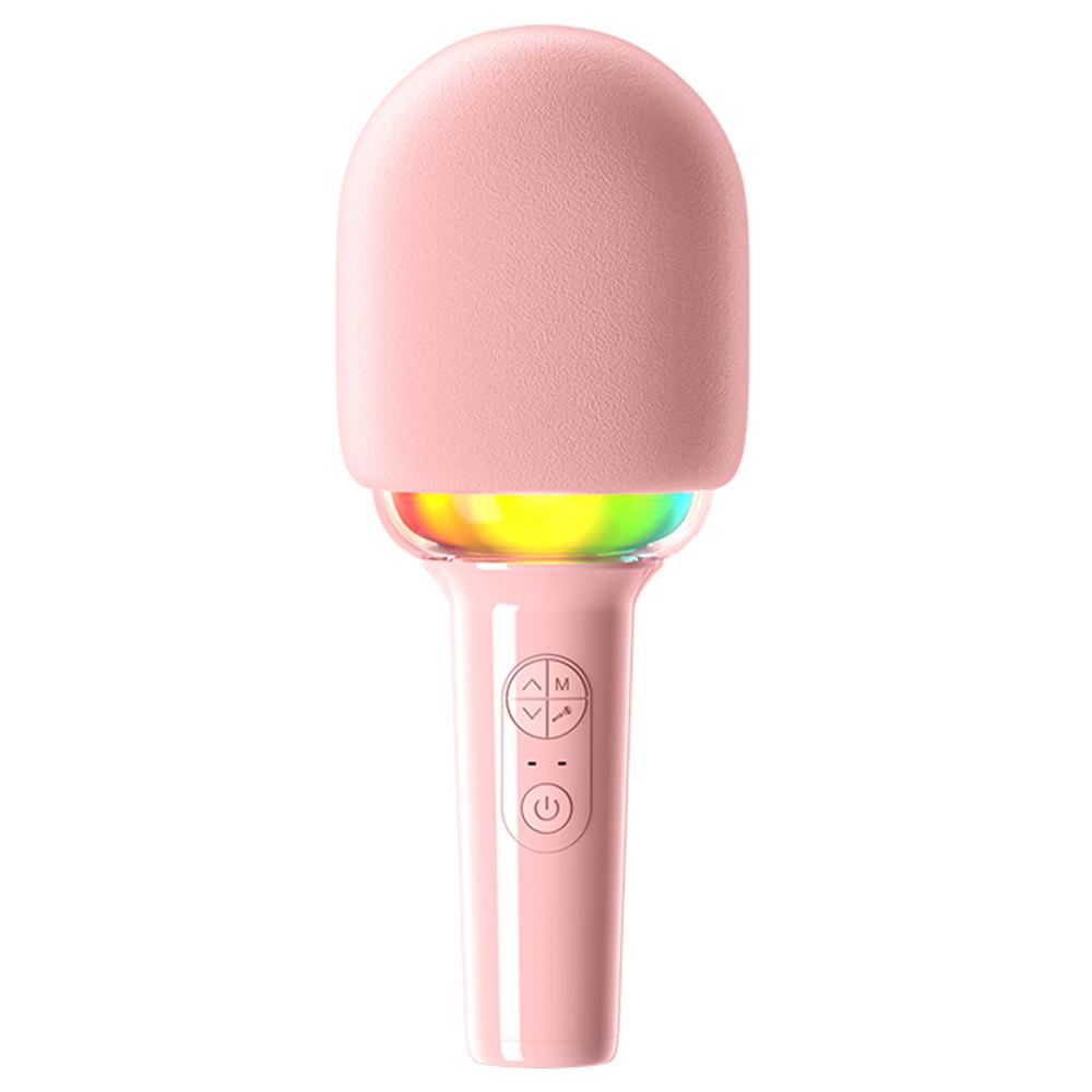 

L8 Colorful Light Microphone Speaker Children Wireless Home Singing Handheld Mic Pink