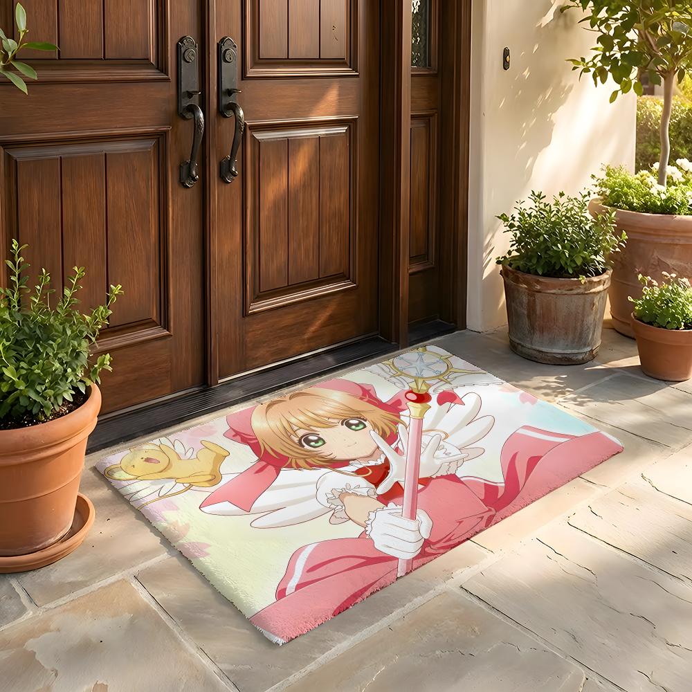 Floor Mat Soft Flannel Rug Non Slip Absorbent Mat for Bathroom Bedroom Home Decor C Cardcaptor S Sakura Cartoon